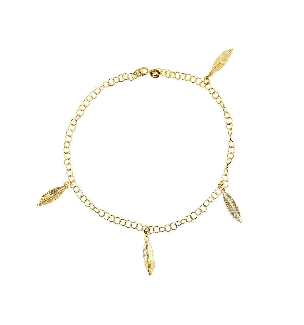 Pulsera ORO9 Lisa Tobillera 3 Plumas 26 Cm Trendy