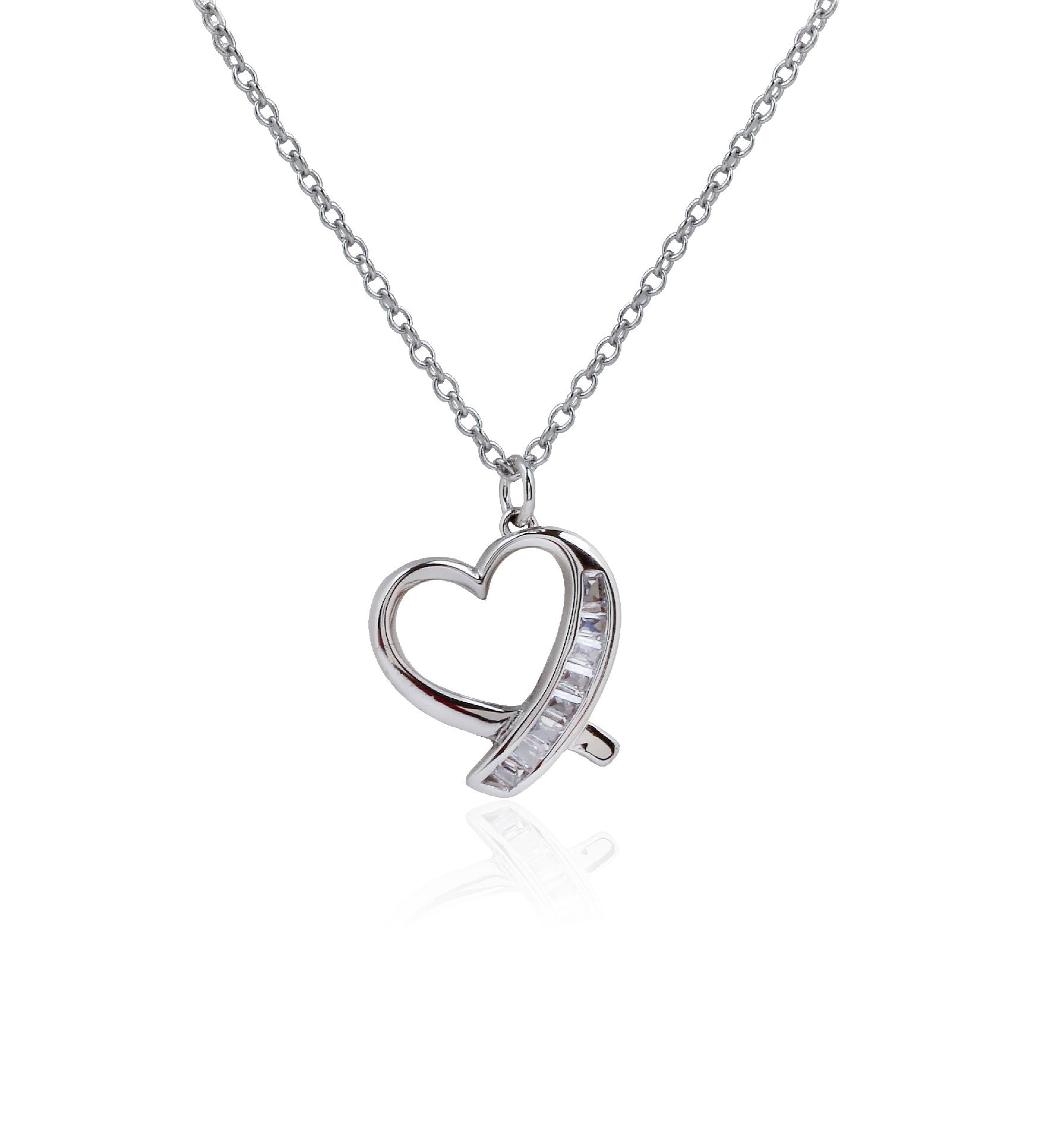 Gargantilla Plata Piedras Corazon 42 Cm Hope